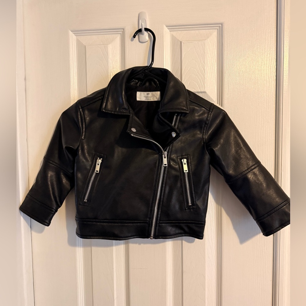 H&M Black Faux Leather Moto Jacket